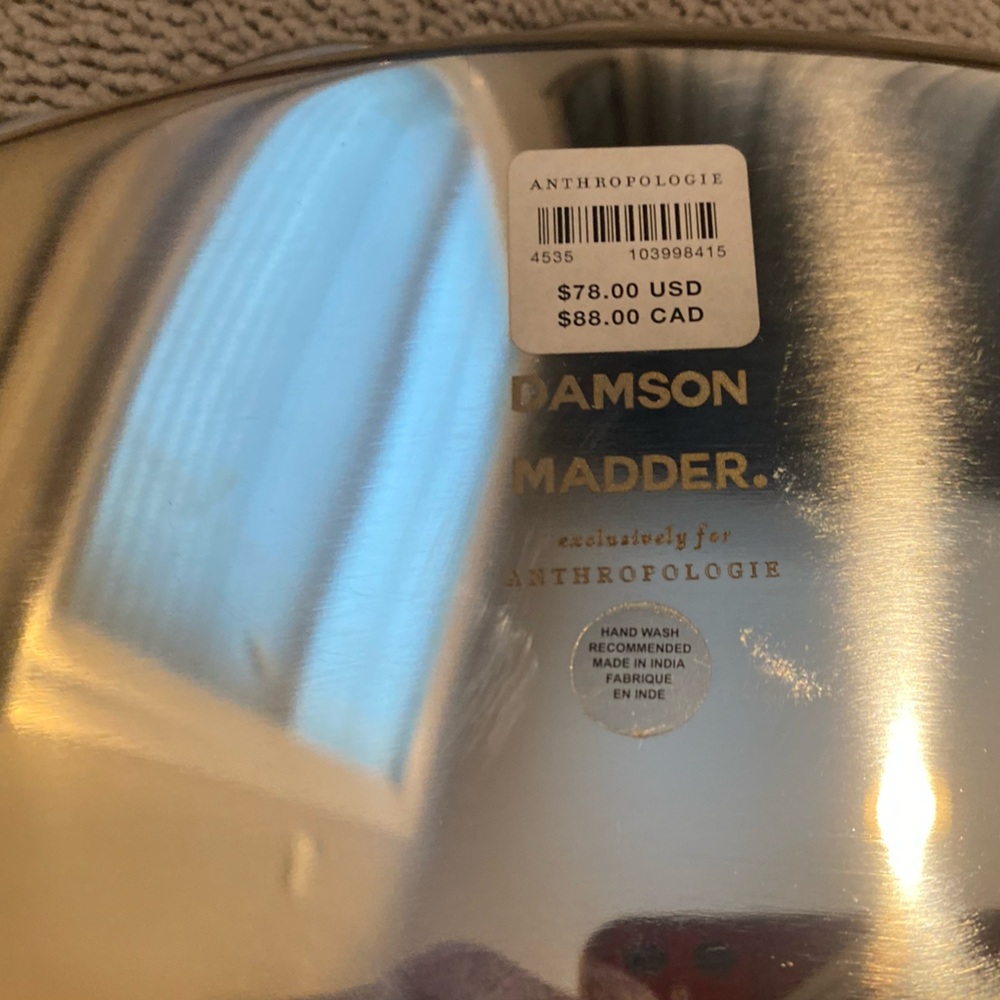 Anthropologie x Damson Madder 12” silver Serving Platter tray scalloped edges - Picture 6 of 6